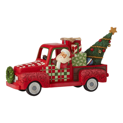 Santa in Red Truck Figurine