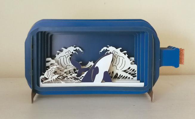 Message in a Bottle 3D Pop Up Greeting Card Shark