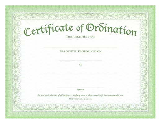 Ordination Certificate