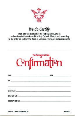 Confirmation Certificate, Package of 25 [With Envelope]
