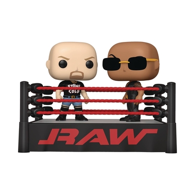 Pop Moment Wwe the Rock Versus Stone Cold in Wrestling Ring Vinyl Figure