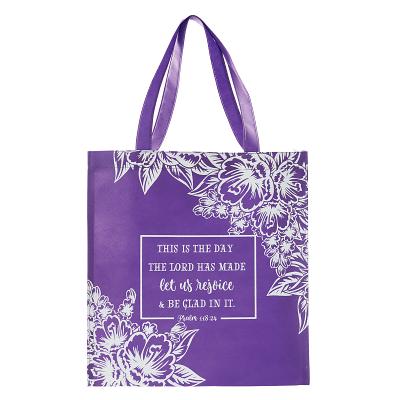 Let Us Rejoice Reusable Shopping Bag in Purple - Psalm 118:24