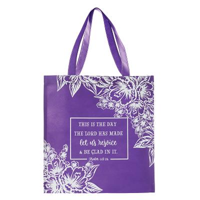 Let Us Rejoice Reusable Shopping Bag in Purple - Psalm 118:24