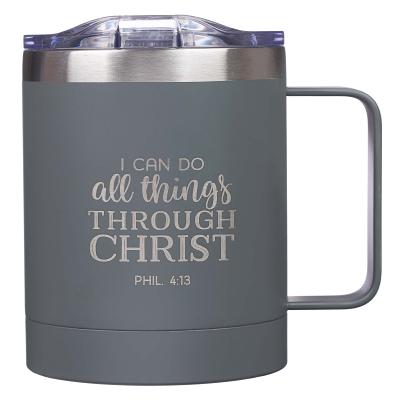 Mug Stainless Steel Camp Gray All Things - Phil 4:13