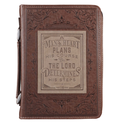 Classic Bible Cover Medium Luxleather a Man's Heart - Prov 16:9