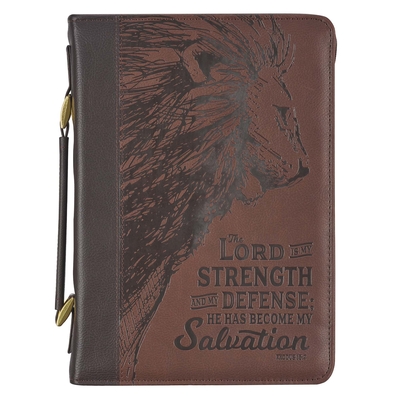 Bible Cover Large Brown Lord Is My Strength Exodus 15:2