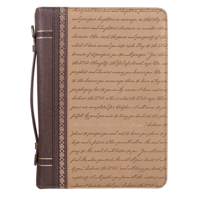 Bible Cover Large Two-Tone Brown for I Know the Plans Script Jeremiah 29:11