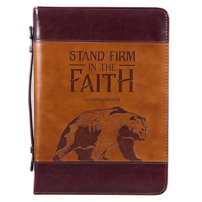 Bible Cover Large Brown Stand Firm in Faith 1 Cor 16:13