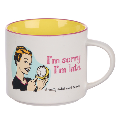 Bless Your Soul Novelty Mug, I'm Sorry I'm Late, Microwave/Dishwasher Safe 18oz, White Ceramic