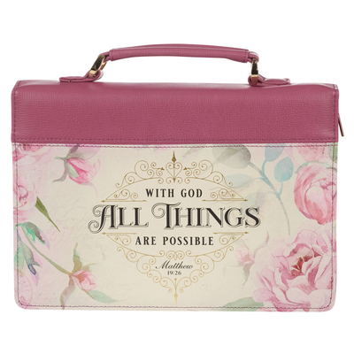 Bible Cover Lg All Things Floral Matt. 19:26