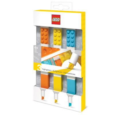 Lego 3 Pack Highlighters; Orange, Yellow, Azur