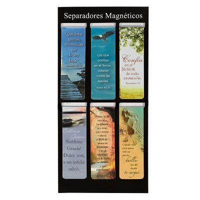 Set of 6 Scenic Nature Inspirational Magnetic Bible Verse Bookmark with Scripture in Spanish, Size Small 2.25 X .75 (Spanish)