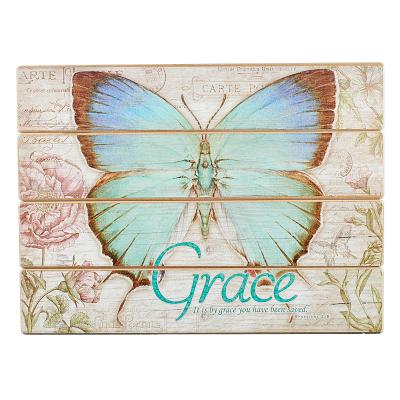 Plaque Wall Wood Btfly Grace E