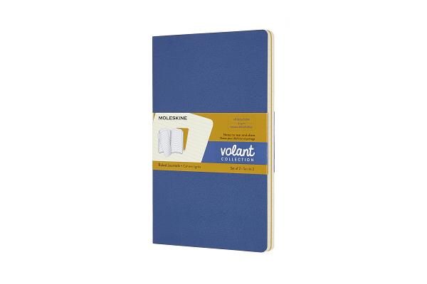 Moleskine Volant Journal, Large, Ruled, Forget-Me-Not Blue/Amber Yellow (5 X 8.25)