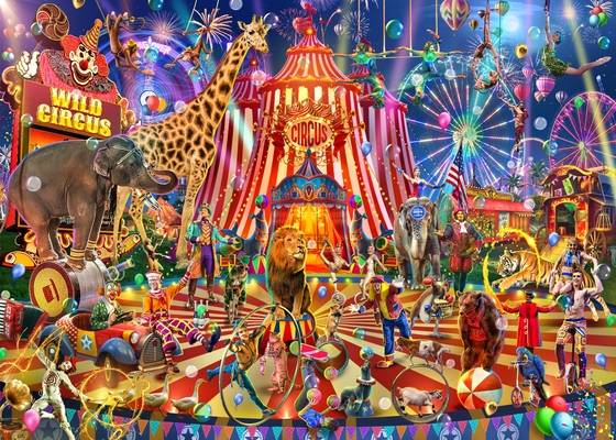 Brain Tree - Wild Circus 1000 Pieces Jigsaw Puzzle for Adults: With Droplet Technology for Anti Glare & Soft Touch
