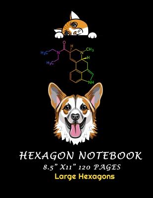 Hexagon Notebook 8.5" x 11" 120 Pages Large Hexagons: Hexagonal Graph Paper Notebook, 120 pages, Large hexagons Dog Cat Inspired Black Cover Organic C