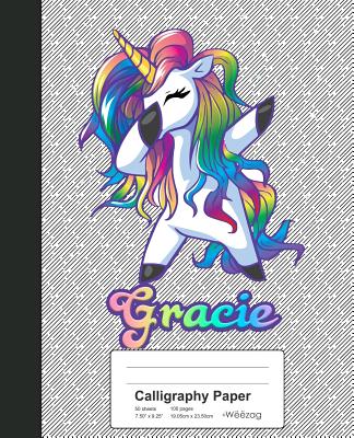 Calligraphy Paper: GRACIE Unicorn Rainbow Notebook