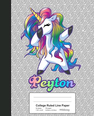 College Ruled Line Paper: PEYTON Unicorn Rainbow Notebook