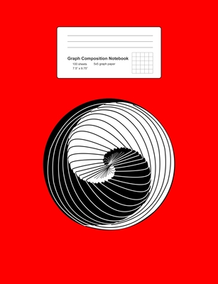 Graph Composition Notebook: Math, Physics, Science Exercise Book - Geometrical Yin Yang Retro Geometric Vortex Balance Gift - Red 5x5 Graph Paper