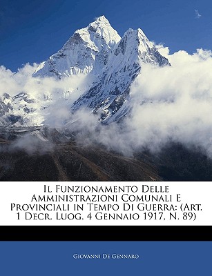 Il Funzionamento Delle Amministrazioni Comunali E Provinciali in Tempo Di Guerra: (art. 1 Decr. Luog. 4 Gennaio 1917, N. 89)