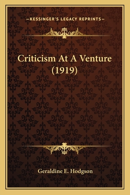 Criticism At A Venture (1919)
