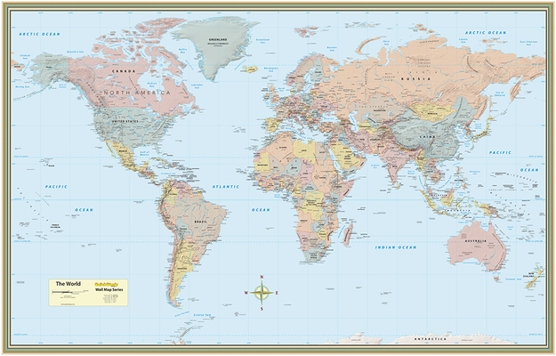 World Map Poster (32 X 50 Inches) - Laminated: - A Quickstudy Reference