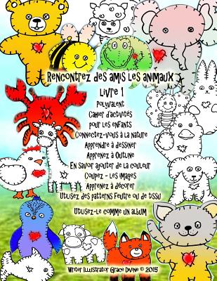 Rencontrez des amis les animaux livre 1 Polyvalent Cahier d'activités pour les enfants Connectez-vous à la nature Apprendre à dessiner Apprenez à Outl