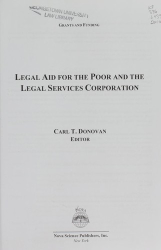 Legal Aid for the Poor and the Legal Services Corporation