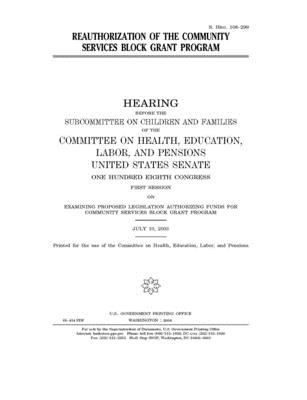 Reauthorization of the Community Services Block Grant Program