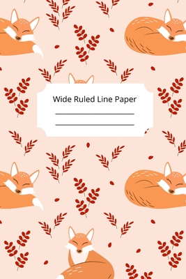Cute Sleep Fox Theme Wide Ruled Line Paper