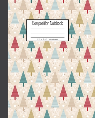 Composition Notebook: 7.5x9.25, Wide Ruled - Christmas Trees with Snowflakes
