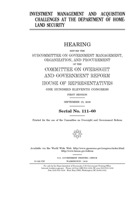 Investment management and acquisition challenges at the Department of Homeland Security