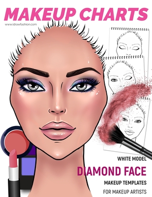 Makeup Charts - Face Charts for Makeup Artists: White Model - Diamond face shape
