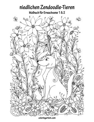 Malbuch mit niedlichen Zendoodle-Tieren für Erwachsene 1 & 2