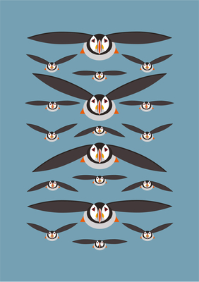 I Like Birds: Flying Puffins Hardback Notebook