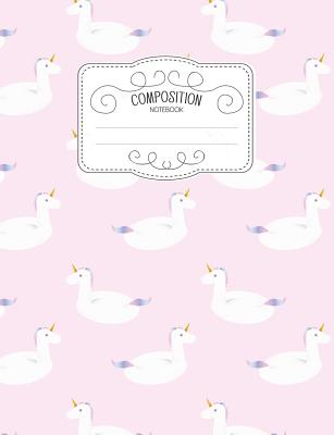 Composition Notebook: Kawaii College Ruled Narrow Line Comp Books for School - Unicorn Pool Float