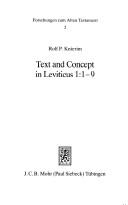 Text and Concept in Leviticus 1: 1-9: A Case in Exegetical Method