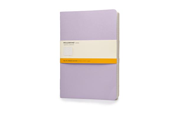 Moleskine Cahier Journal (Set of 3), Extra Large, Ruled, Persian Lilac, Frangipane Yellow, Peach Blossom Pink, Soft Cover (7.5 X 10)