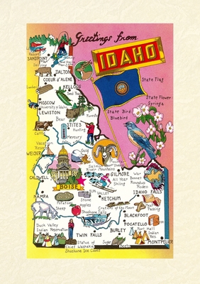 Vintage Lined Notebook Greetings from Idaho, Map of Highlights