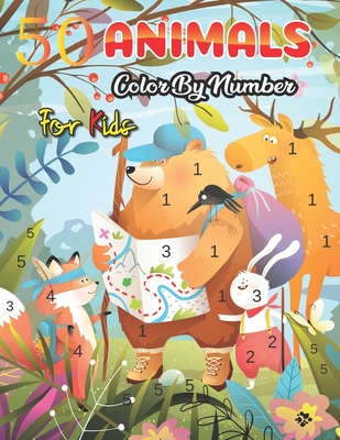 50 Animals Color by Number for Kids: color by number for kids 9-12
