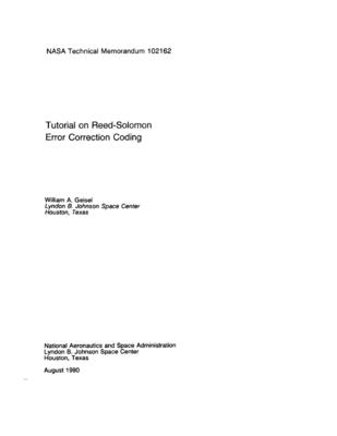 Tutorial on Reed-Solomon error correction coding